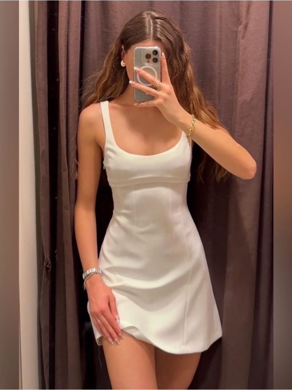 Zara White Mini Scoop Neck Tank Dress